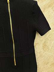 Balmain Short Fine Ribbed Knit Black Dress - 5