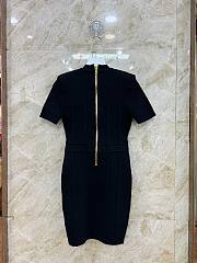 Balmain Short Fine Ribbed Knit Black Dress - 3