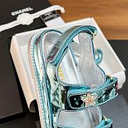 Chanel Blue Metallic Sandal - 5