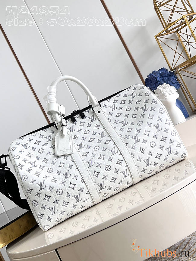 Louis Vuitton LV Keepall Bandoulière 50 G65 White 50 x 29 x 23 cm - 1