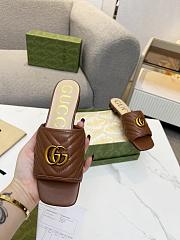 Gucci Brown Leather Double G Slides - 4