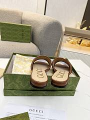 Gucci Brown Leather Double G Slides - 2