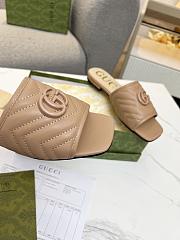 Gucci Rose Pink Leather Double G Slides - 3