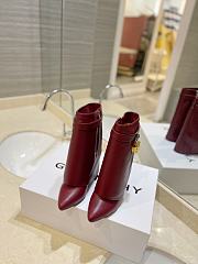 Givenchy Women's Shark Lock Ankle Red Wine Boots - 4