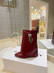 Givenchy Women's Shark Lock Ankle Red Wine Boots - 2