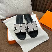 Hermes Oran Black White Slides - 1