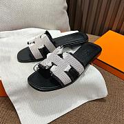 Hermes Oran Black White Slides - 5