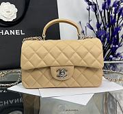 Chanel Top Handle Beige Silver Lambskin 20x14x7cm - 1