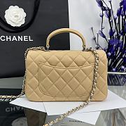 Chanel Top Handle Beige Silver Lambskin 20x14x7cm - 6