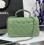 Chanel Top Handle Green Silver Lambskin 20x14x7cm - 6