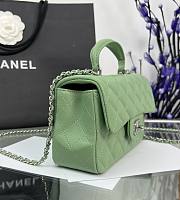 Chanel Top Handle Green Silver Lambskin 20x14x7cm - 3