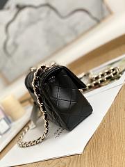 Chanel Flap Bag Gold Lambskin Black 20cm - 3