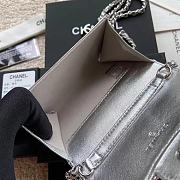 Chanel Wallet Silver Lambskin Chain 11x7cm - 3