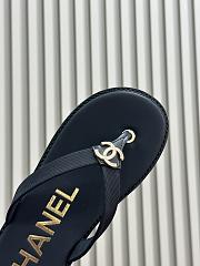 Chanel Fabric Thong Sandals Black Gold - 5