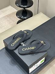 Chanel Fabric Thong Sandals Black Gold - 4