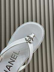 Chanel Fabric Thong Sandals White Silver - 5