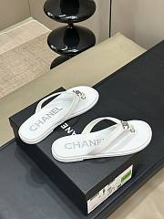 Chanel Fabric Thong Sandals White Silver - 4