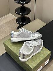 Gucci Women's Screener GG Silver Sneaker - 5