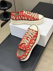 Valentino Garavani Iconograph Canva Red Sneakers - 4