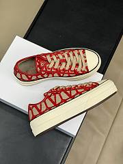 Valentino Garavani Iconograph Canva Red Sneakers - 3