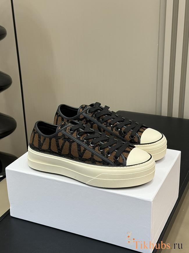 Valentino Garavani Iconograph Canva Brown Sneakers - 1