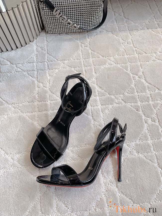 Christian Louboutin Spikaqueen Black Patent Heel 10cm - 1