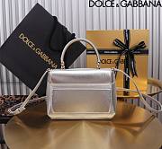 Dolce & Gabbana Silver Small Leather Top Handle Bag 17.5x13.5x6.5cm - 3