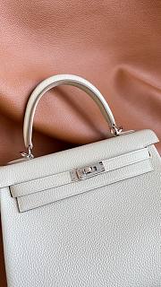 Hermes Kelly 25 Togo White Silver Hardware 25cm - 6