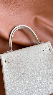 Hermes Kelly 25 Togo White Silver Hardware 25cm - 5