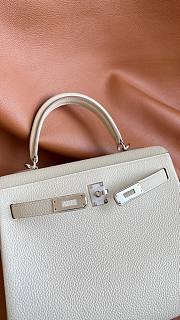 Hermes Kelly 25 Togo White Silver Hardware 25cm - 4
