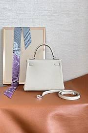 Hermes Kelly 25 Togo White Silver Hardware 25cm - 2