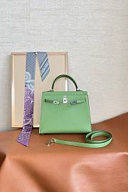 Hermes Kelly 25 Bag Green Silver 25cm - 5