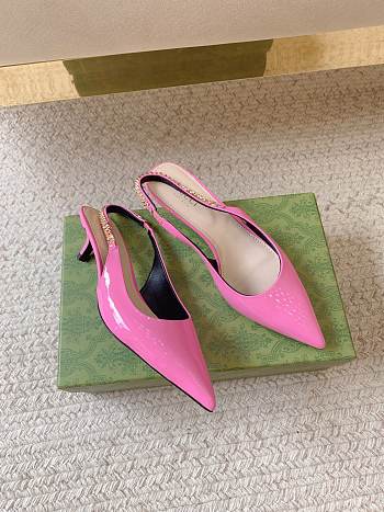 Gucci Signoria Slingback Pump Pink Patent Heel 4.5cm