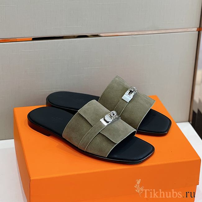 Hermes Gabriel Sandal Black Green - 1