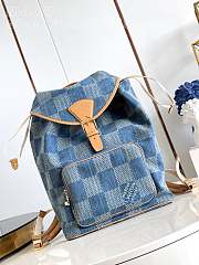 Louis Vuitton LV Montsouris Backpack Damier Blue Denim 32x40x19cm - 1