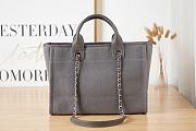 Chanel Shopping Tote Canvas Grey Handle 38x22x13cm - 3