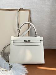 Hermes Kelly 25 White Epsom Silver Bag 25cm - 1