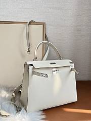 Hermes Kelly 25 White Epsom Silver Bag 25cm - 2