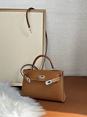 Hermes Mini Kelly Brown Silver Epsom 19cm - 4