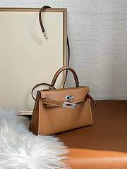 Hermes Mini Kelly Brown Silver Epsom 19cm - 3