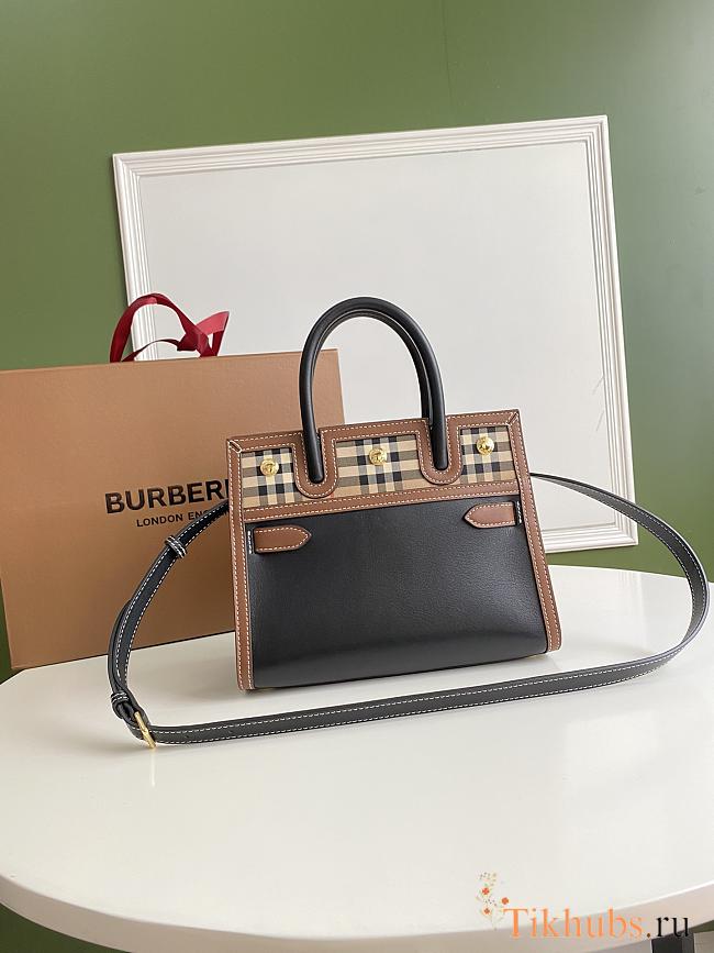 Burberry Vintage Check Small Canvas Black Brown 26x13.5x20cm - 1