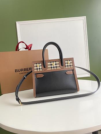 Burberry Vintage Check Small Canvas Black Brown 26x13.5x20cm