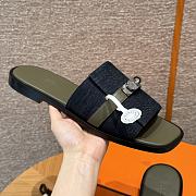 Hermes Denim Blue Slides - 4