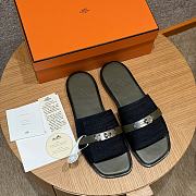 Hermes Denim Blue Slides - 3