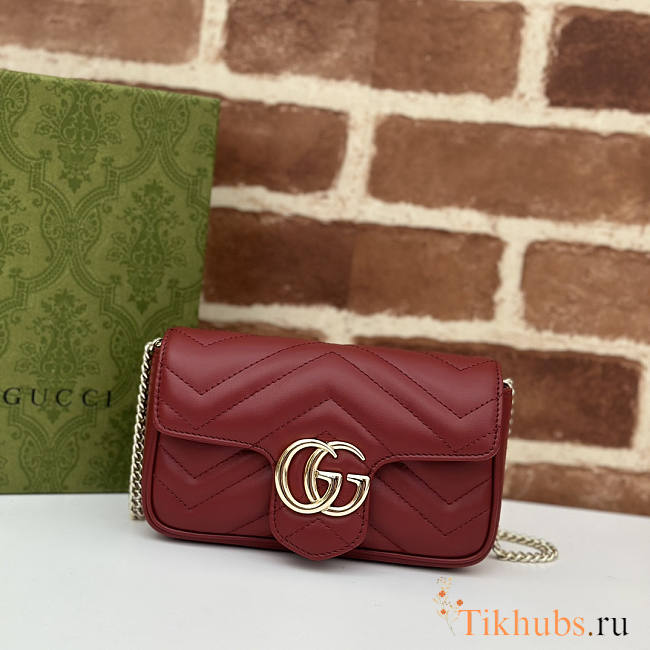 Gucci GG Marmont Super Mini Bag Red Wine 16.5x10x4.5cm - 1