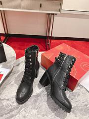 Christian Louboutin Black Leather Heel Combat Boots 7cm - 3