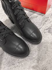 Christian Louboutin Black Leather Heel Combat Boots 7cm - 2