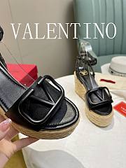 Valentino Garavani Black Vlogo Wedge Sandal 9cm - 5