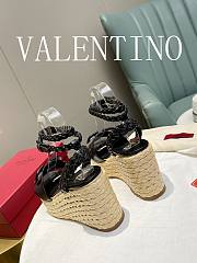 Valentino Garavani Black Vlogo Wedge Sandal 9cm - 4