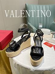 Valentino Garavani Black Vlogo Wedge Sandal 9cm - 3